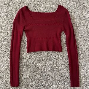 Red Long Sleeve Knit Top